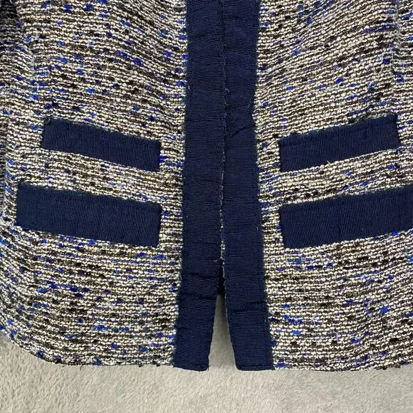 J Crew Jacket Womens 00 Petite Blue Tweed Blazer Office Lined - Picture 2 of 9